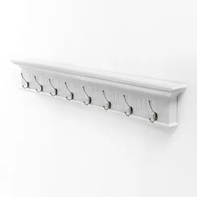 Hivvago 51" White Solid Wood Eight Hook Wall Mount Coat Rack In White