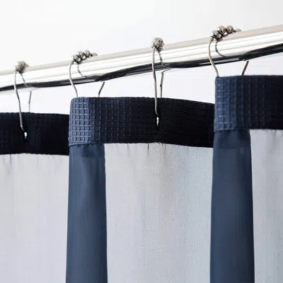 Hivvago Navy Modern Grid Shower Curtain And Liner Set In Blue