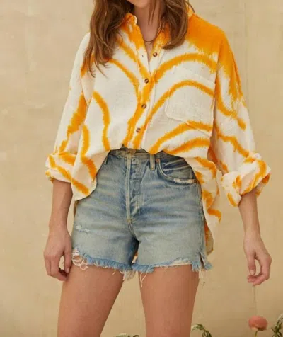 By Together Tie Dye Effect Button Down Top In White/orange In Multi
