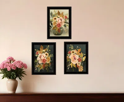 Hivvago Set Of Three Romantic Autumn Black Framed Print Wall Art In Black