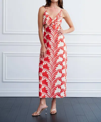 Ciebon Zya Print Sleeveless Maxi Dress In Red