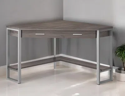 Hivvago 42" Taupe And Silver Corner Computer Desk In Brown