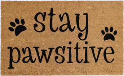 Hivvago 18" X 30" Beige And Black Coir Outdoor Door Mat In Brown