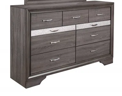 Hivvago 62" Grey Solid Wood Nine Drawer Double Dresser In Brown