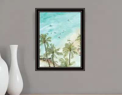 Hivvago Surfing From Afar Black Framed Print Wall Art In Black