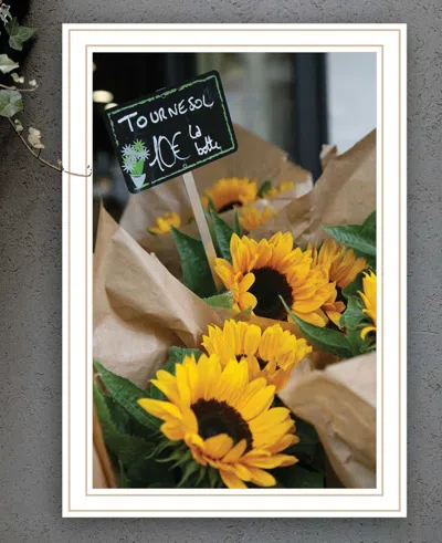 Hivvago Sunflower Bouquet White Framed Print Wall Art In White