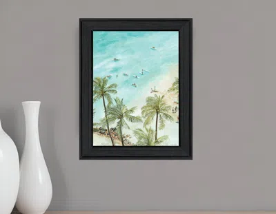 Hivvago Surfing From Afar Black Framed Print Wall Art In Black