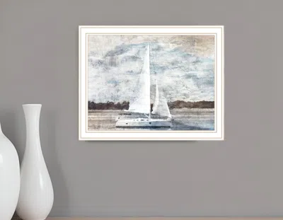 Hivvago Sailboat On Water White Framed Print Wall Art In White