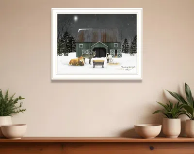 Hivvago Remembering The Night Christmas Manger White Framed Wall Art In White