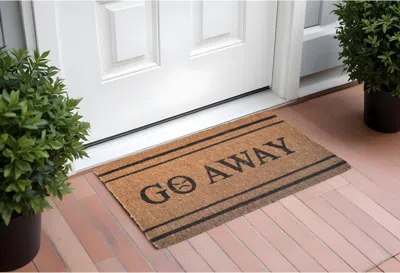 Hivvago 18" X 30" Brown And Black Coir Go Away Outdoor Door Mat In Brown
