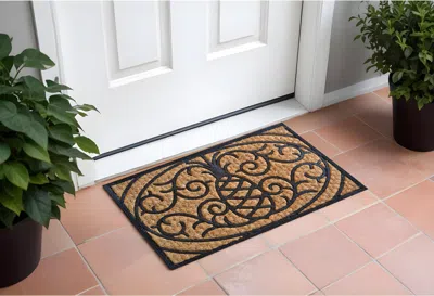 Hivvago 18" X 30" Brown And Black Rubber Pineapple Outdoor Door Mat In Multi