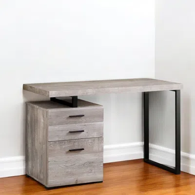 Hivvago 24" Taupe And Black Computer Desk With Three Drawers In Gray