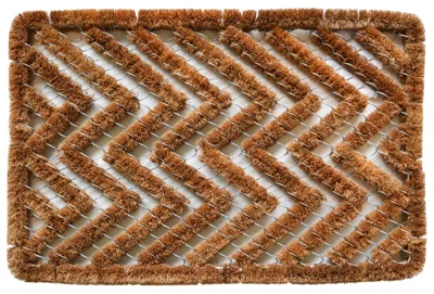 Hivvago 16" X 24" Brown Coir Zig Zag Outdoor Door Mat In Brown