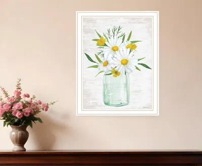 Hivvago Floral Bouquet White Framed Print Wall Art In White
