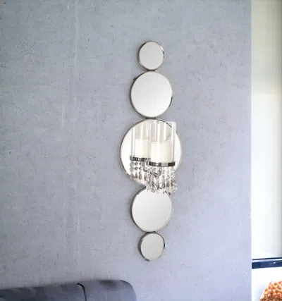 Hivvago Silver And Clear Modern Bling Mirrored Wall Sconce In Silver
