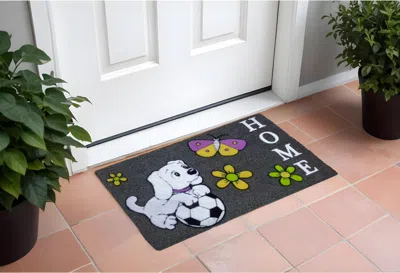 Hivvago 18" X 30" White Coir Dog Home Outdoor Door Mat In Black