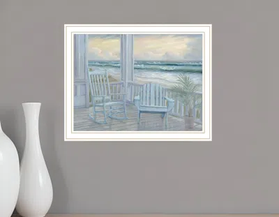 Hivvago Coastal Porch White Framed Print Wall Art In White