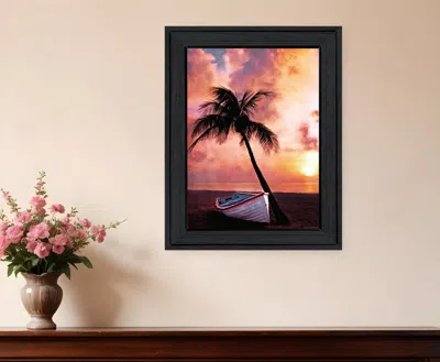 Hivvago Palm Tree Sunset Black Framed Print Wall Art In Black