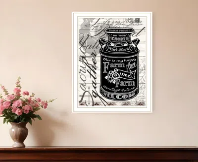 Hivvago Farm Sweet Farm Milk Can White Framed Print Wall Art In White
