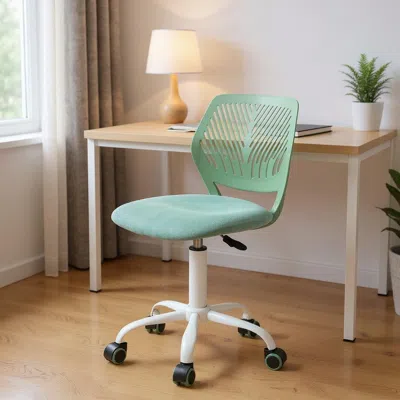 Hivvago Teal And White Adjustable Height Swivel Rolling Office Chair In Green