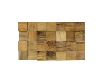Hivvago Brown 3d Embossed Block Teak Reclaimed Wood Decorative Wall Panels In Brown