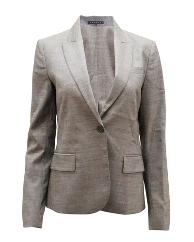 Theory Houndstooth Suit Jacket In Black Wool In Gray