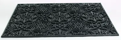 Hivvago 16" X 24" Black Rubber Outdoor Door Mat In Black
