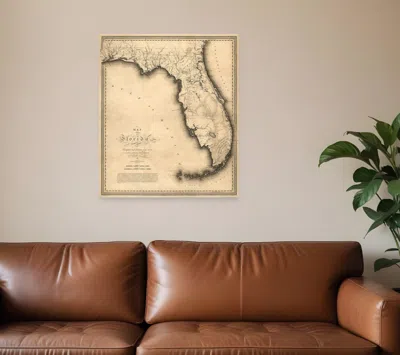 Hivvago 24" X 28" C1823 Early Map Of Florida Vintage Poster Wall Art In Brown