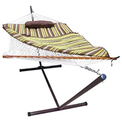 Hivvago Rope Hammock Set With Stand Pad And Pillow 55 X 144-inch - Desert Stripe In Multi