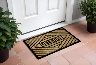 Hivvago 18" X 30" Brown And Black Rubber Welcome Outdoor Door Mat In Brown