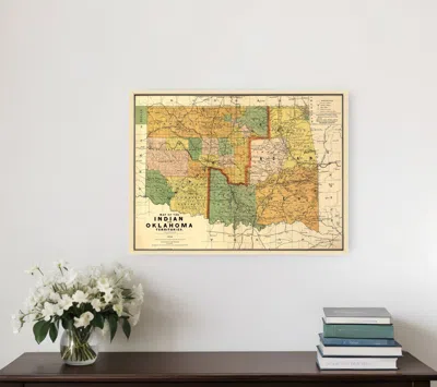 Hivvago 18" X 24" Map Of Indian And Oklahoma Territories Vintage Poster Wall Art In Multi