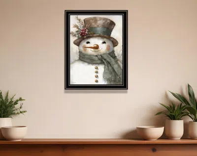 Hivvago Old World Frosty The Snowman Black Framed Wall Art In Multi