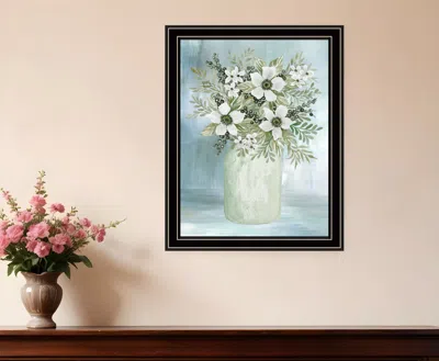 Hivvago White Blooms Black Framed Print Wall Art In Black