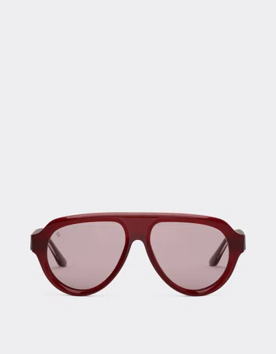 Ferrari Sunglasses In Opal Red Acetate With Gold Mirrored Violet Polarized Lenses In Red