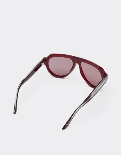 Ferrari Sunglasses In Opal Red Acetate With Gold Mirrored Violet Polarized Lenses In Red