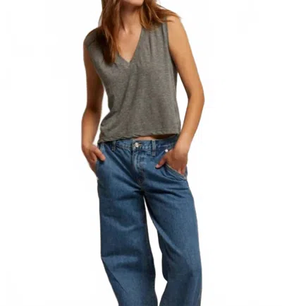 Perfectwhitetee Margot V-neck Sleeveless Tee In Heather Grey In Gray