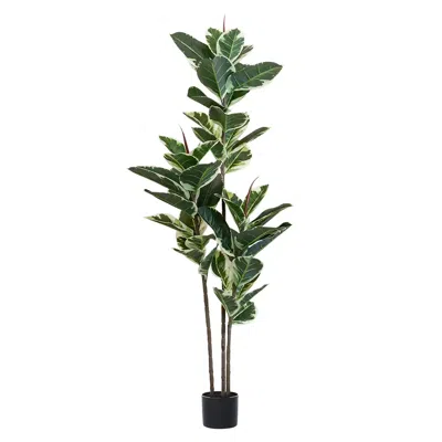 Hivvago 46" Green Artificial Tree In A Black Pot In Green