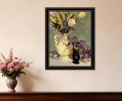 Hivvago Tulips And Lavender Black Framed Print Wall Art In Black