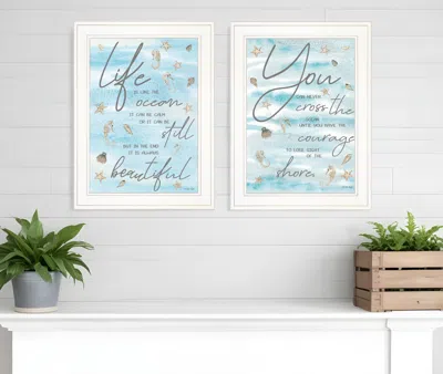 Hivvago Set Of Two Life Is White Framed Print Wall Art In White