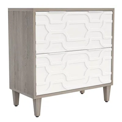 Hivvago Modern Grey/white Wood 2 Drawer Filing Cabinet Printer Stand In Brown