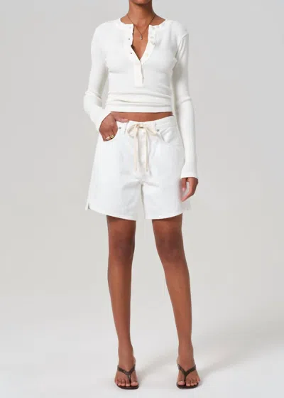 Citizen Of Humanity Citizens Of Humanity Brynn Drawstring Denim Shorts In White