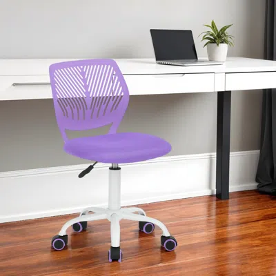Hivvago Purple And White Adjustable Height Swivel Rolling Office Chair In Purple