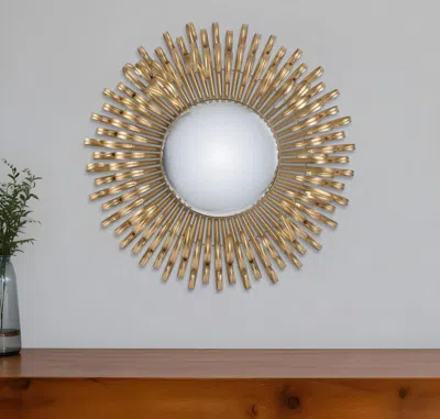Hivvago 27" Gold Sunburst Iron Framed Accent Mirror In Gold