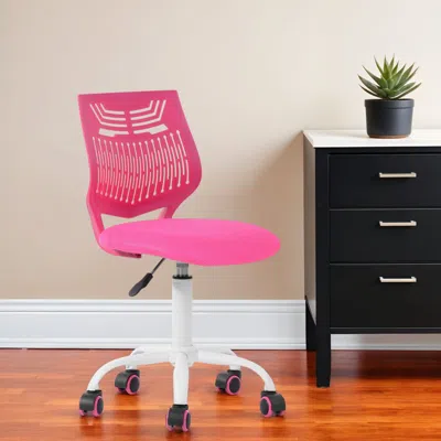 Hivvago Pink And White Adjustable Height Swivel Rolling Office Chair In Pink