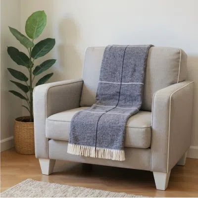 Hivvago 51" X 67" Light Gray Cotton Woven Geometric Plush Throw Blanket With Fringe In Gray