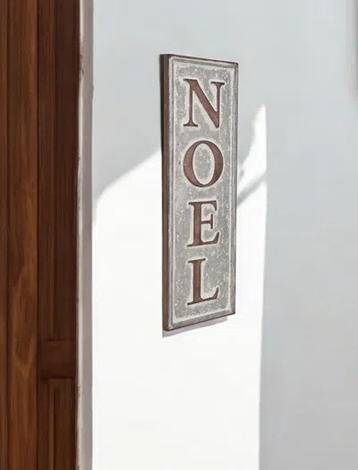 Hivvago 19" X 6" Gray And Brown Christmas Handcrafted Noel Metal Wall Decor In Brown