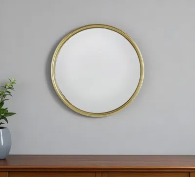 Hivvago 15" Gold Round Iron Textured Framed Accent Mirror In Gold