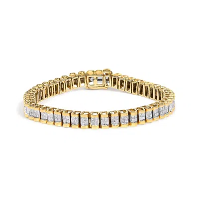 Haus Of Brilliance 14k Gold 3.0 Cttw Princess Cut Quad Invisible Set Tennis Bracelet In Gold