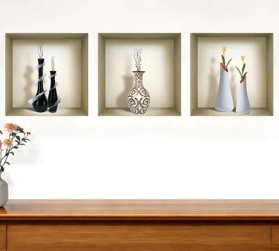 Hivvago Set Of Three Ira Faux Niche 3d Peel And Stick Wall Decals In Multi