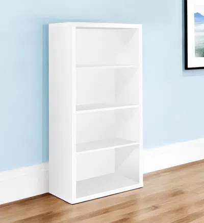 Hivvago White Wood Adjustable Four Tier Bookcase In White